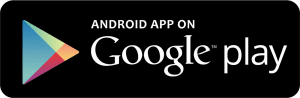 Mobile App on Google Play, black button with white lettering and multi-color triangular logo.