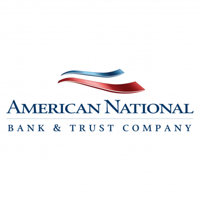 American National Bank logo, a red, white, and blue stripe over blue letters.