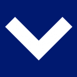 White downward chevron arrow with blue background.