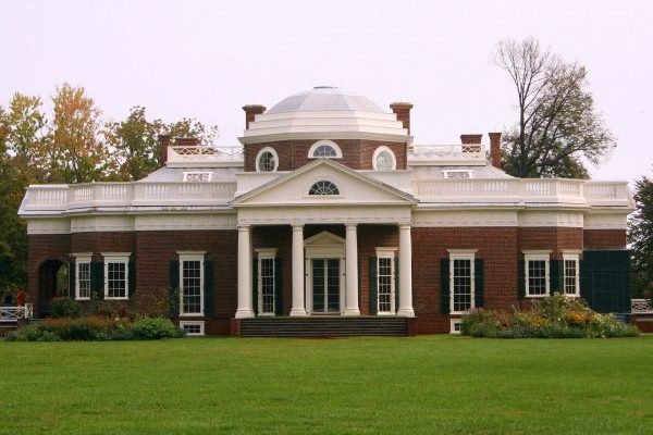Charlottesville, VA insurance agency, Monticello, a two story brick home with four white columns and a white domed center.