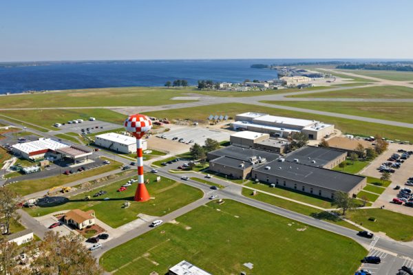 Elizabeth City, NC, aerial view of Coast Guard Aviation Technical Training Center.