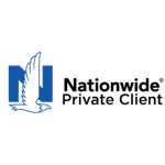 Nationwide Private Client Insurance Logo, flying eagle in front of blue capital N, next to black wording.