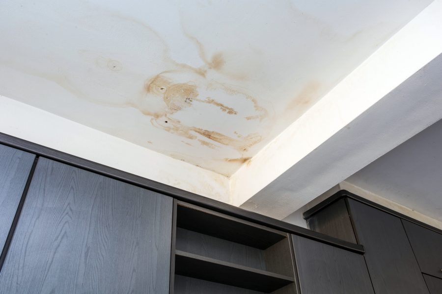 Water damage leading to a roof insurance claim due a leaky roof.