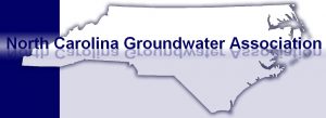 Map of North Carolina with North Carolina Groundwater Association lettered across it.