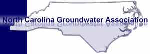 Map of North Carolina with North Carolina Groundwater Association lettered across it.