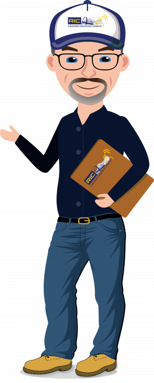RIC avatar, cartoon man holding clipboard.